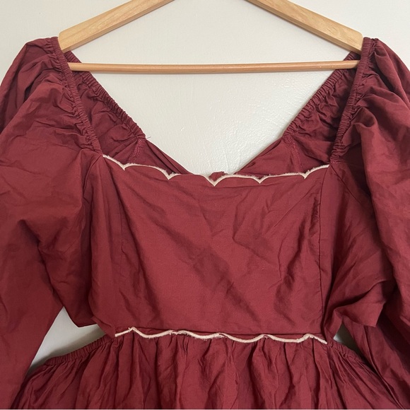 NWT Anthropologie Forever That Girl Scalloped Puff Sleeve Cotton Mini Dress XL - Picture 5 of 13